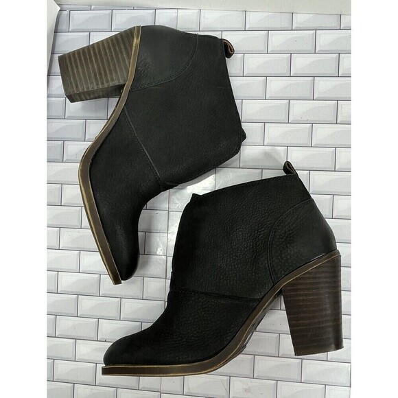 Lucky Brand LK- Ehllen Booties Black Distressed Womens 8M Cowgirl Western Boho - Picture 2 of 10